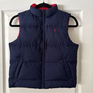 Polo by Ralph Lauren Reversible Down Puffer Vest Kids Youth Size 6 Good Con